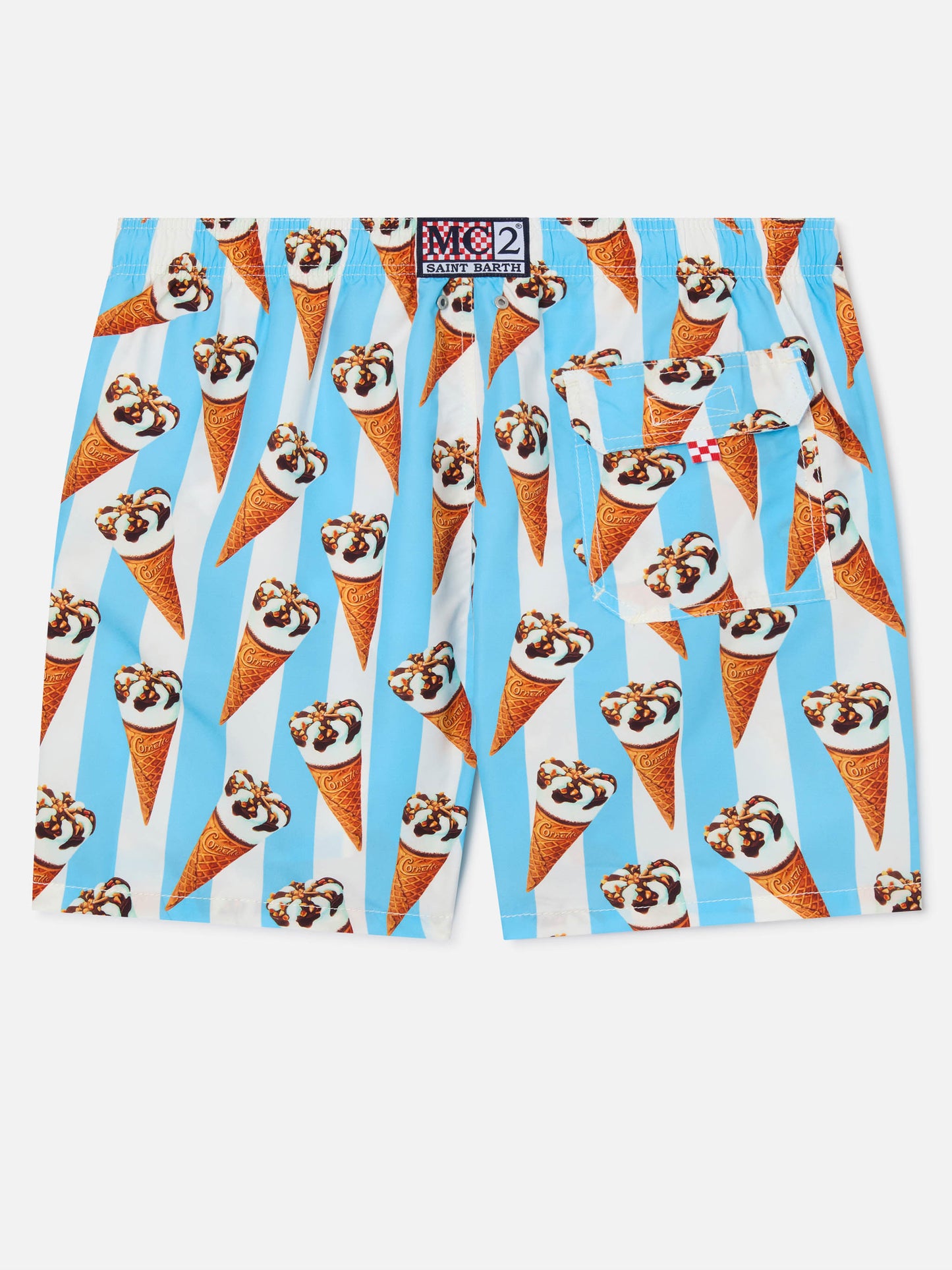 Bañador Gustavia con estampado Cornetto y rayas celestes | Edición Especial 