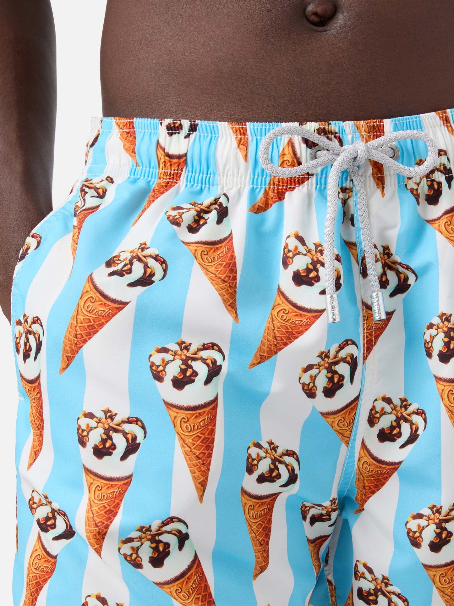 Bañador Gustavia con estampado Cornetto y rayas celestes | Edición Especial 