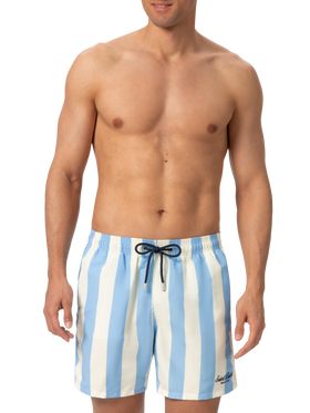 Mid-length striped Gustavia swim-shorts with St. Barth embroidery - MC2 Saint Barth