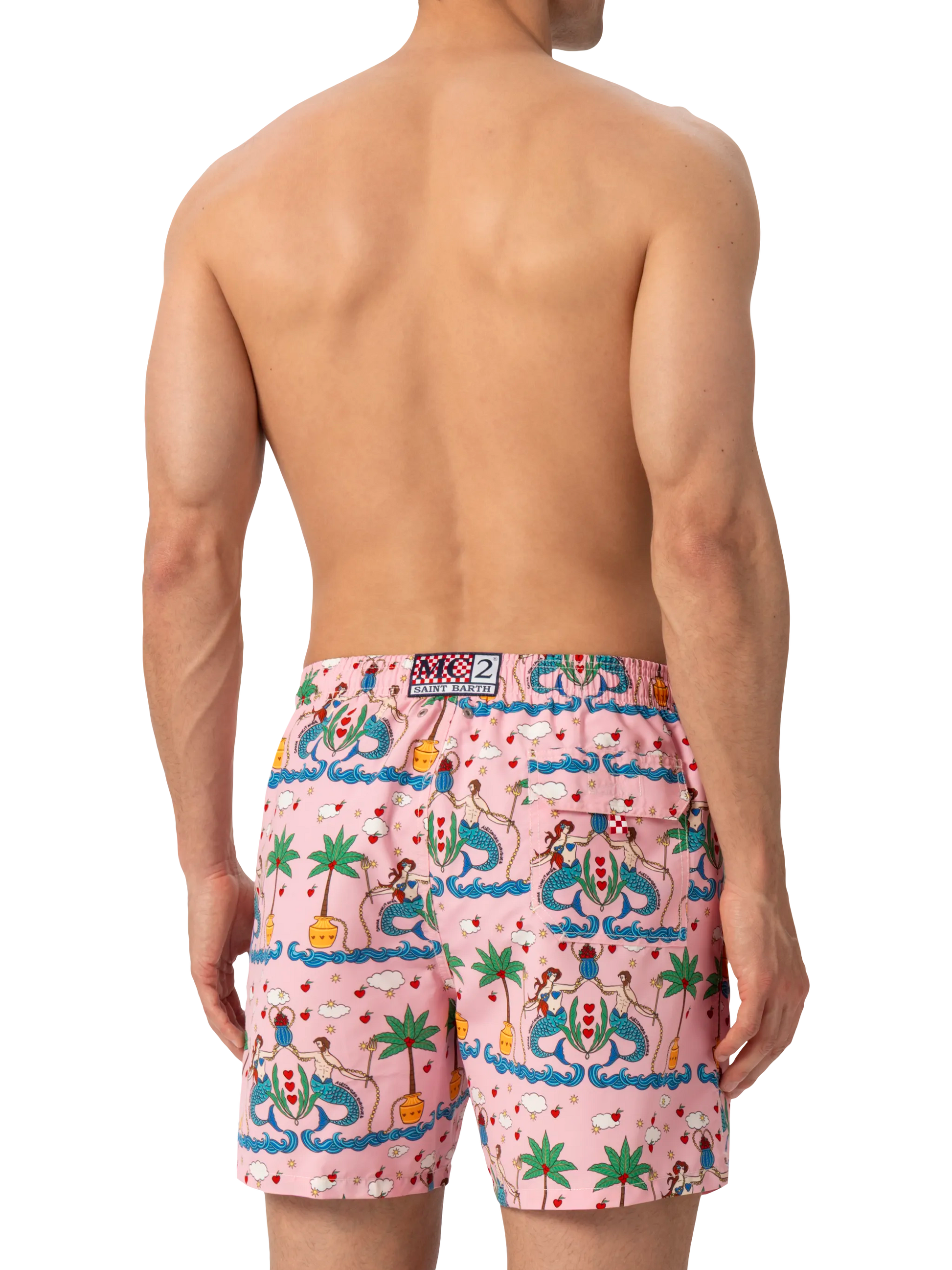 Mid-length Gustavia swim-shorts with mermaid print | ALESSANDRO ENRIQUEZ SPECIAL EDITION - MC2 Saint Barth