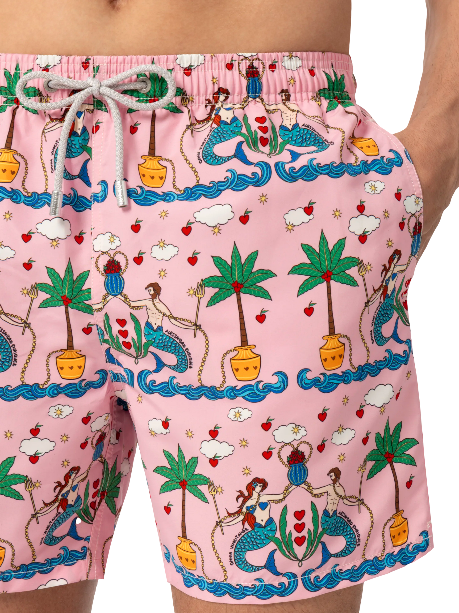 Mid-length Gustavia swim-shorts with mermaid print | ALESSANDRO ENRIQUEZ SPECIAL EDITION - MC2 Saint Barth