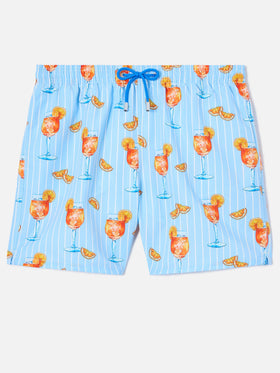Gustavia striped swim shorts with cocktail print | Special Edition