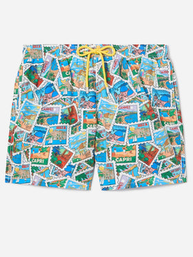 Short de bain Gustavia avec imprimé carte postale all-over 