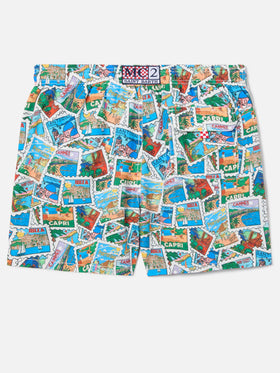 Short de bain Gustavia avec imprimé carte postale all-over 