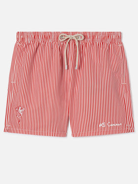 Gustavia red striped swim shorts with AS Cannes embroidery | AS CANNES SPECIAL EDITION