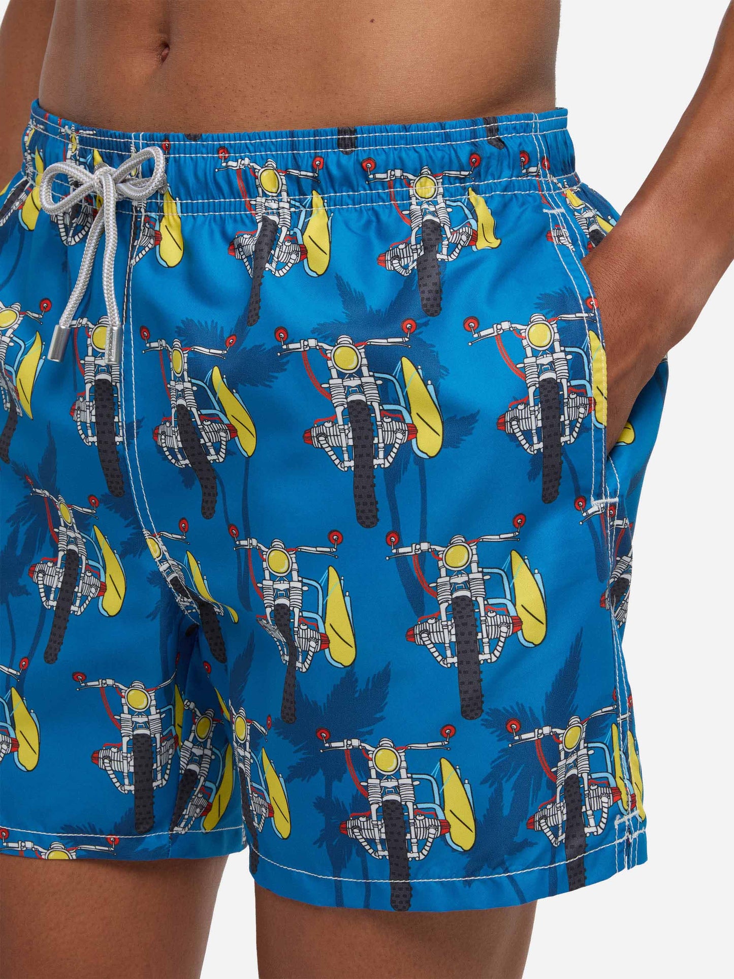 Mittellange Badeshorts mit Surfmotorrad