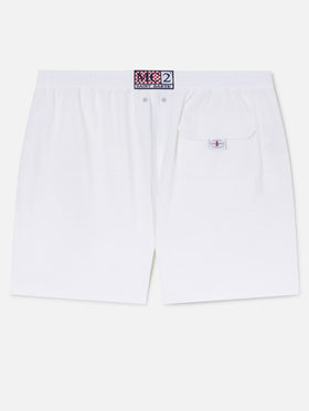 Gustavia white swim shorts with Cigarette embroidery | Special Edition