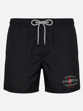 Gustavia black swim shorts with Cigarette embroidery | Special Edition