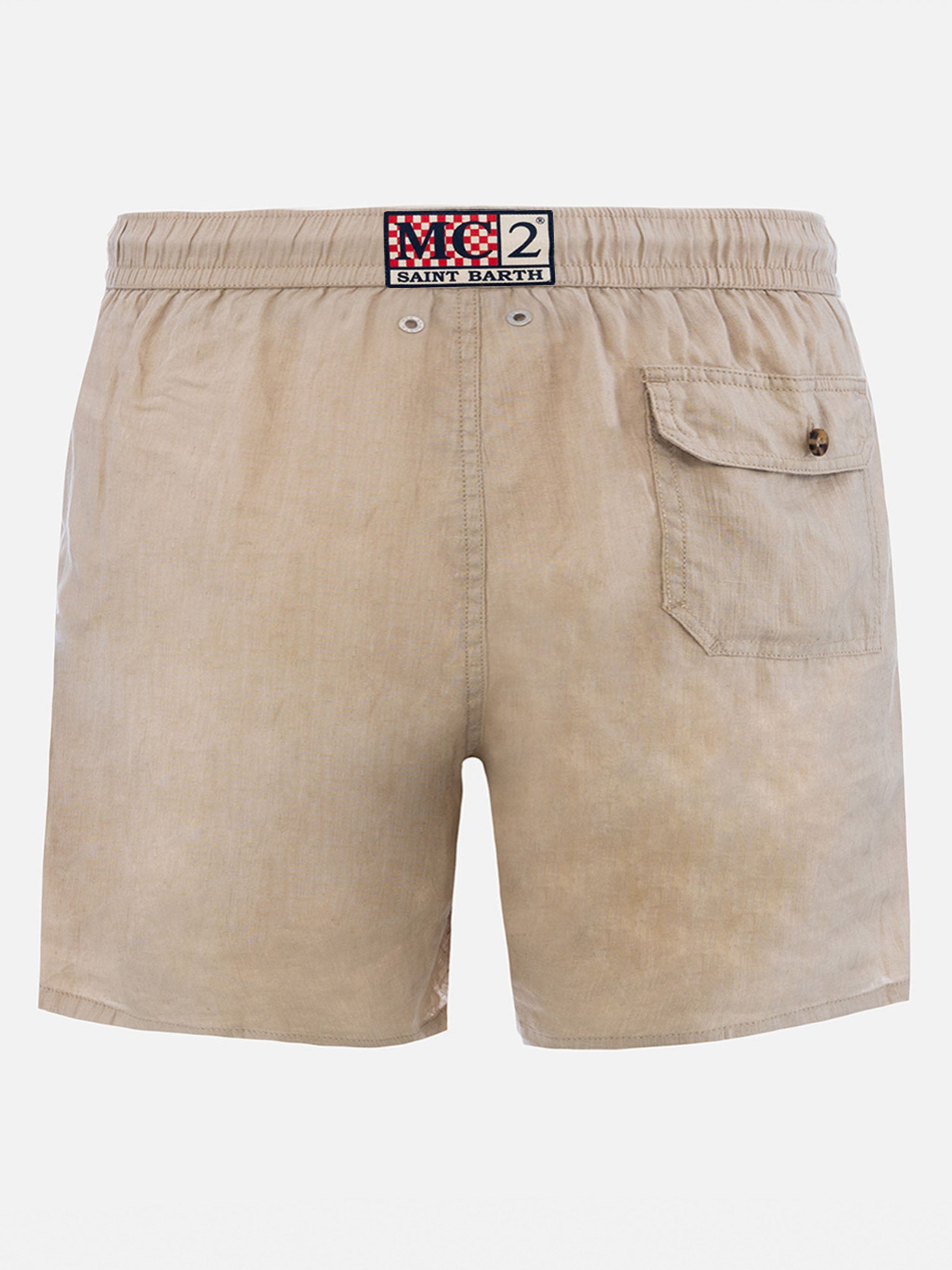 Man mid-length beige linen swim-shorts Gustavia – MC2 Saint Barth