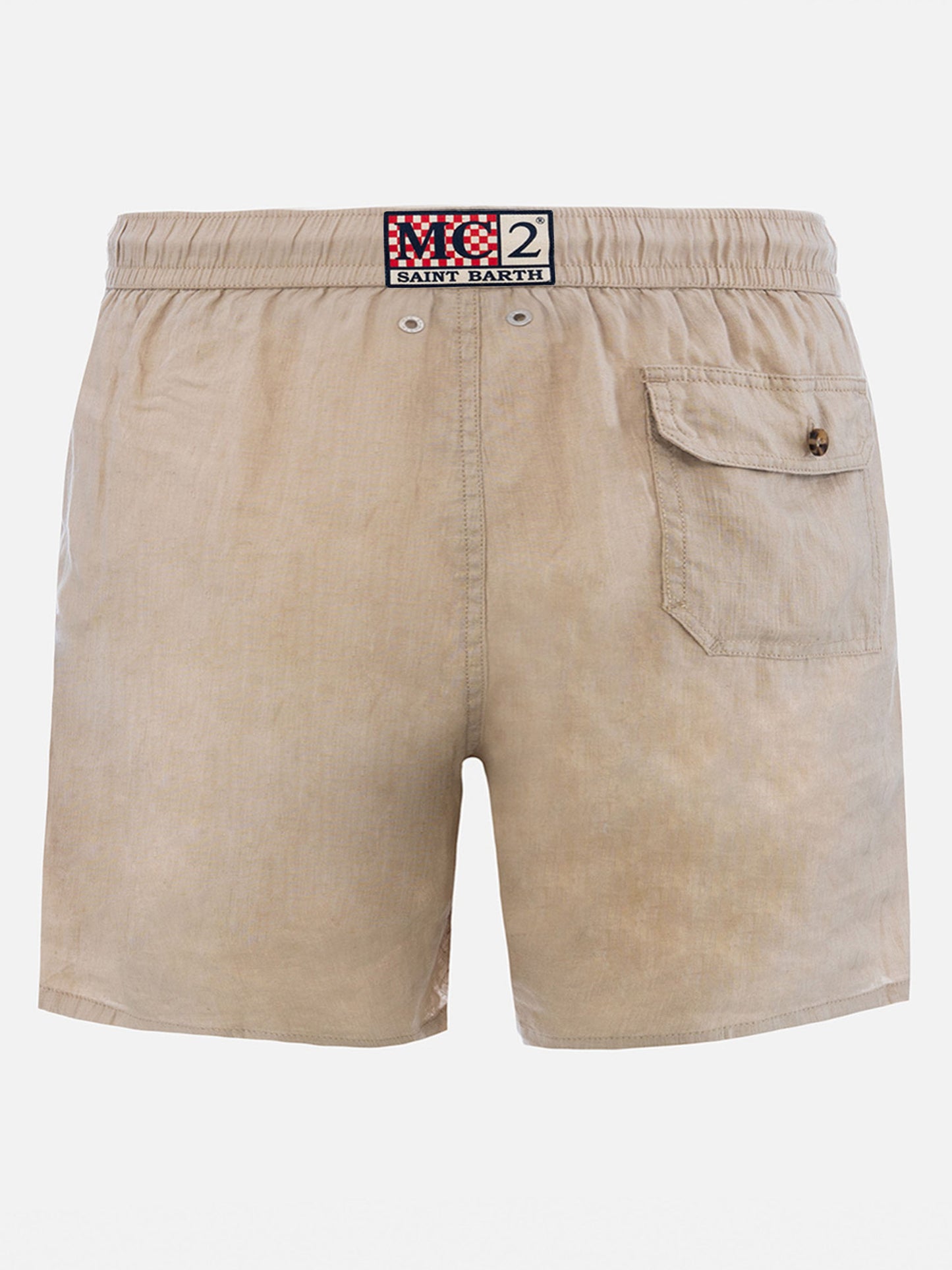 Costume da bagno da uomo di media lunghezza Gustavia in lino beige