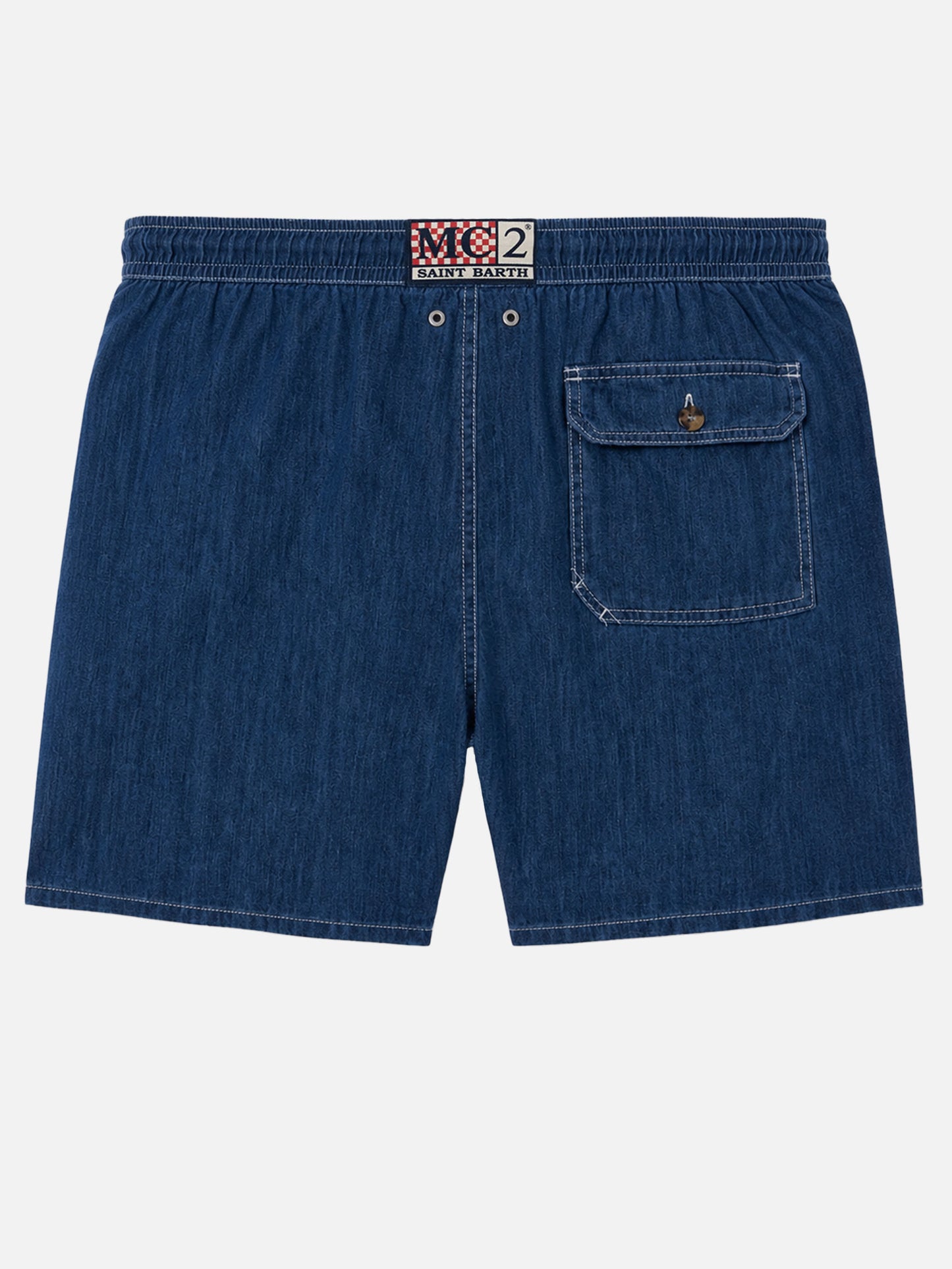 Bañador corto de lino denim blue Gustavia 