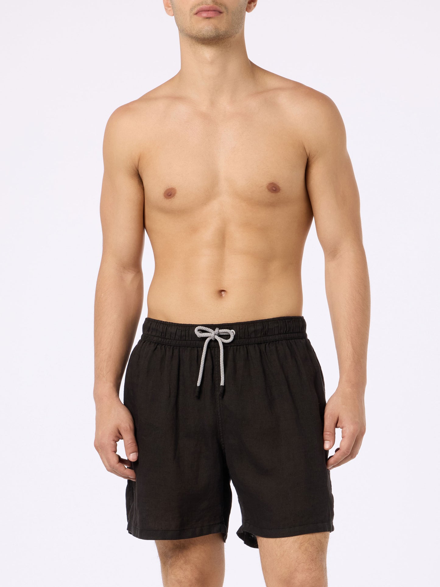 Man mid-length black linen swim-shorts Gustavia - MC2 Saint Barth