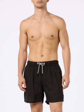Man mid-length black linen swim-shorts Gustavia - MC2 Saint Barth