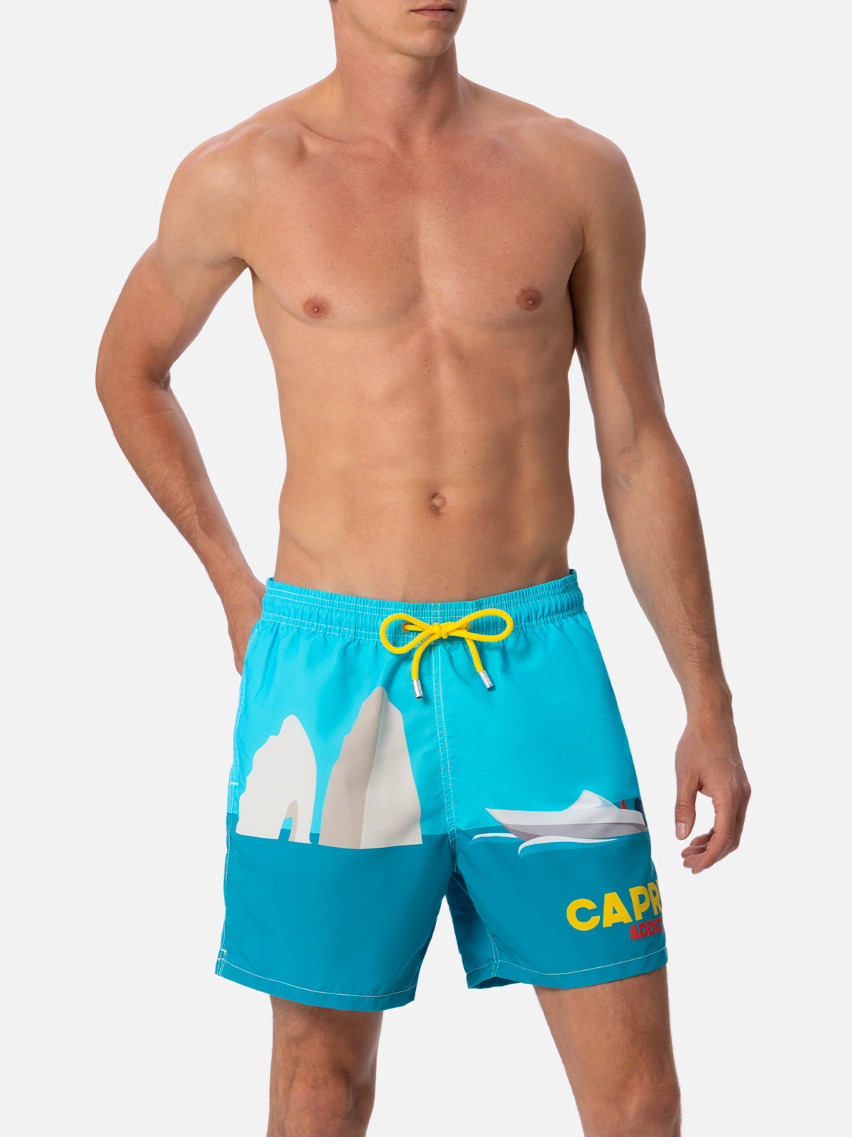 Man mid-length Gustavia swim-shorts with Capri placed print - MC2 Saint Barth