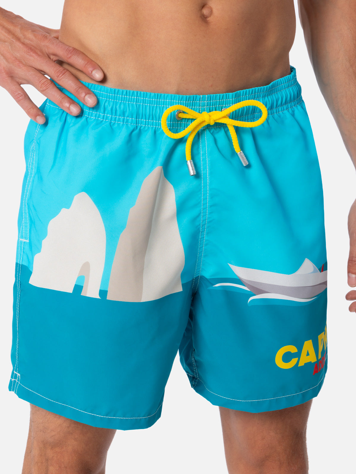 Man mid-length Gustavia swim-shorts with Capri placed print - MC2 Saint Barth