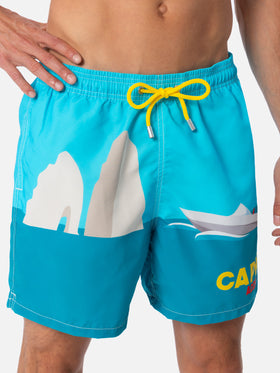 Man mid-length Gustavia swim-shorts with Capri placed print - MC2 Saint Barth