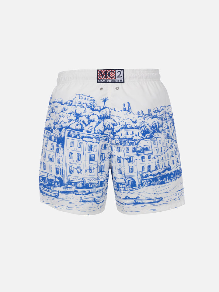 Man mid-length Gustavia swim-shorts with Portofino placed print - MC2 Saint Barth