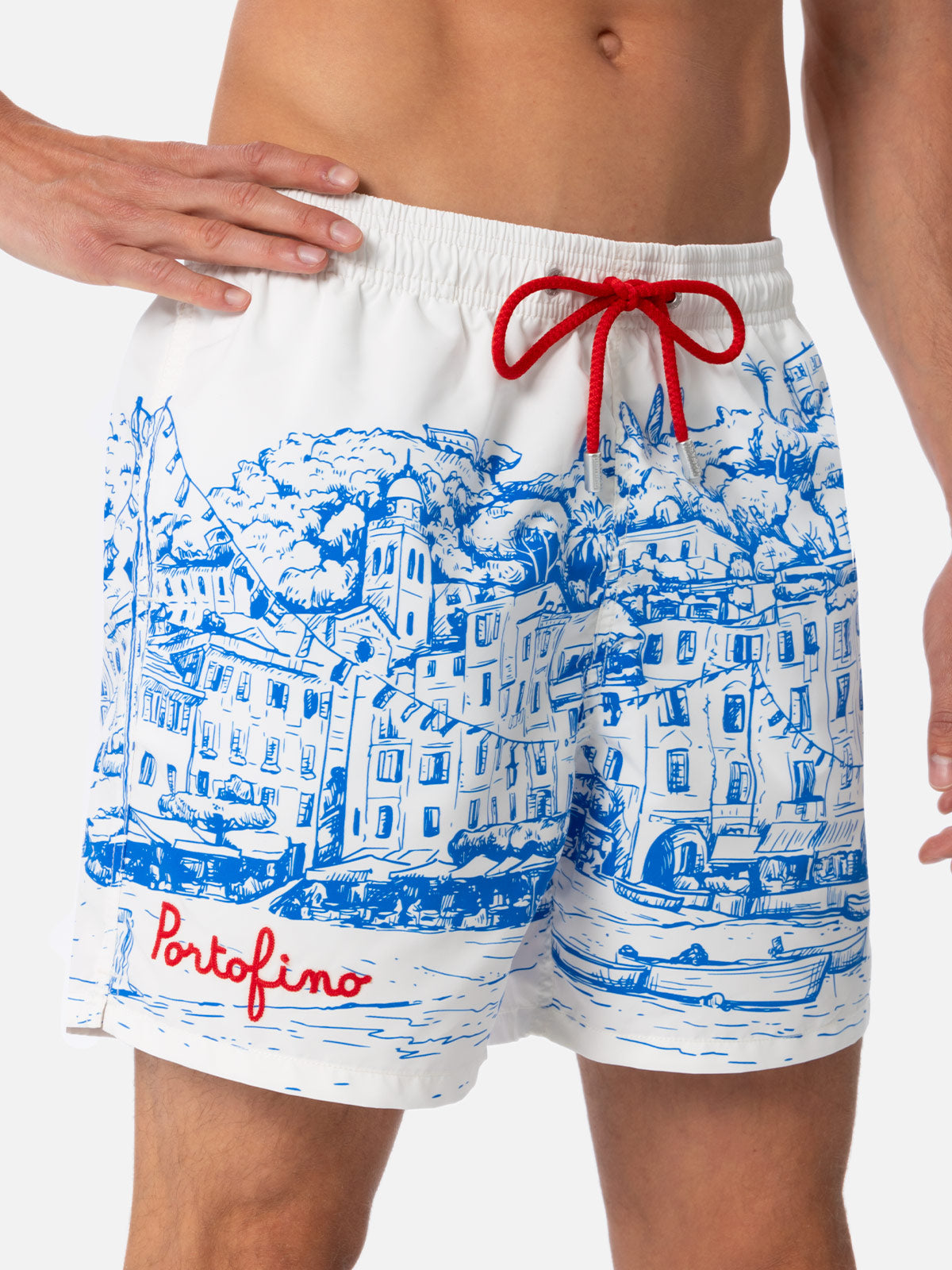 Man mid-length Gustavia swim-shorts with Portofino placed print - MC2 Saint Barth