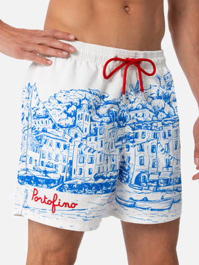 Man mid-length Gustavia swim-shorts with Portofino placed print - MC2 Saint Barth