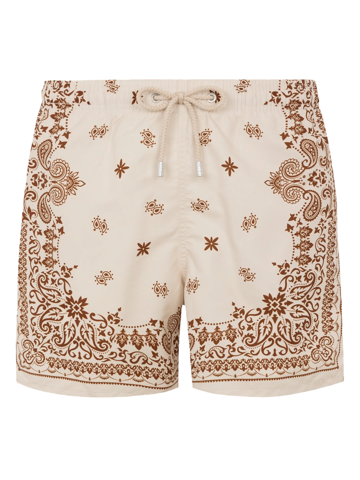 Mid-length Gustavia swim-shorts with bandanna placed print - MC2 Saint Barth