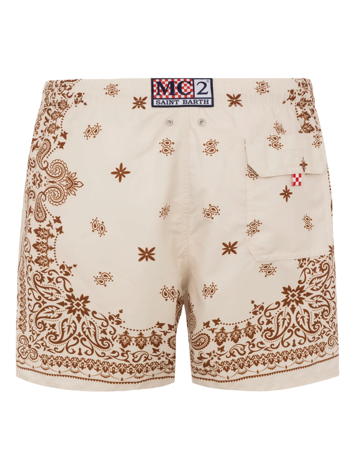 Mid-length Gustavia swim-shorts with bandanna placed print - MC2 Saint Barth
