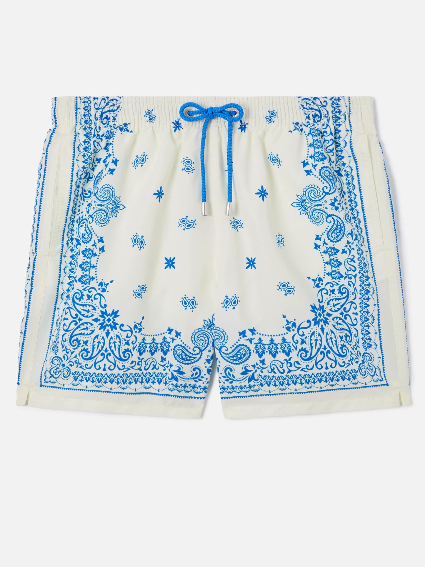 Bañador Gustavia azul claro y blanco con estampado bandana 