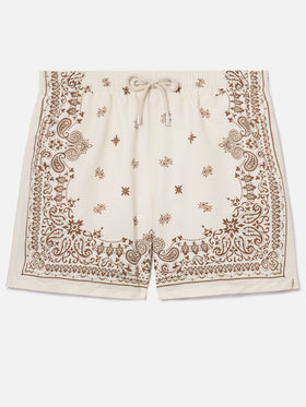 Gustavia beige swim shorts with bandana print