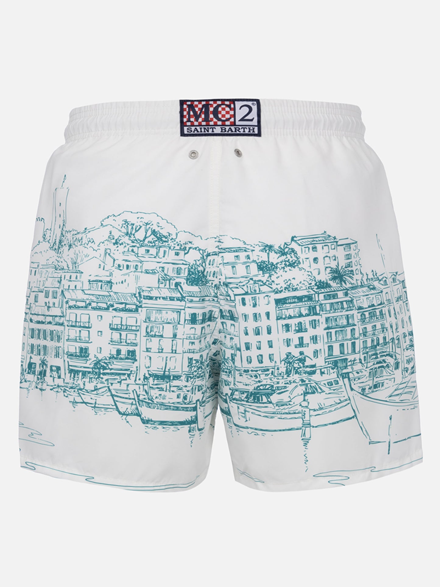 Costume mare lunghezza media Gustavia con stampa Cannes