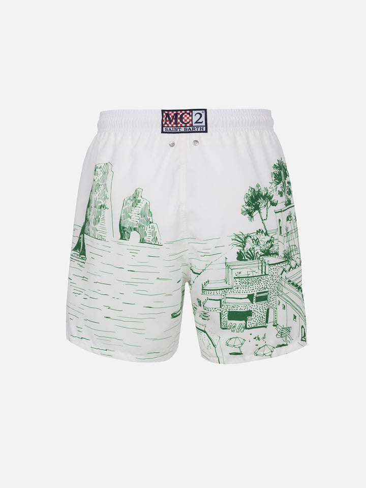 Man mid-length Gustavia swim-shorts with Capri placed print - MC2 Saint Barth