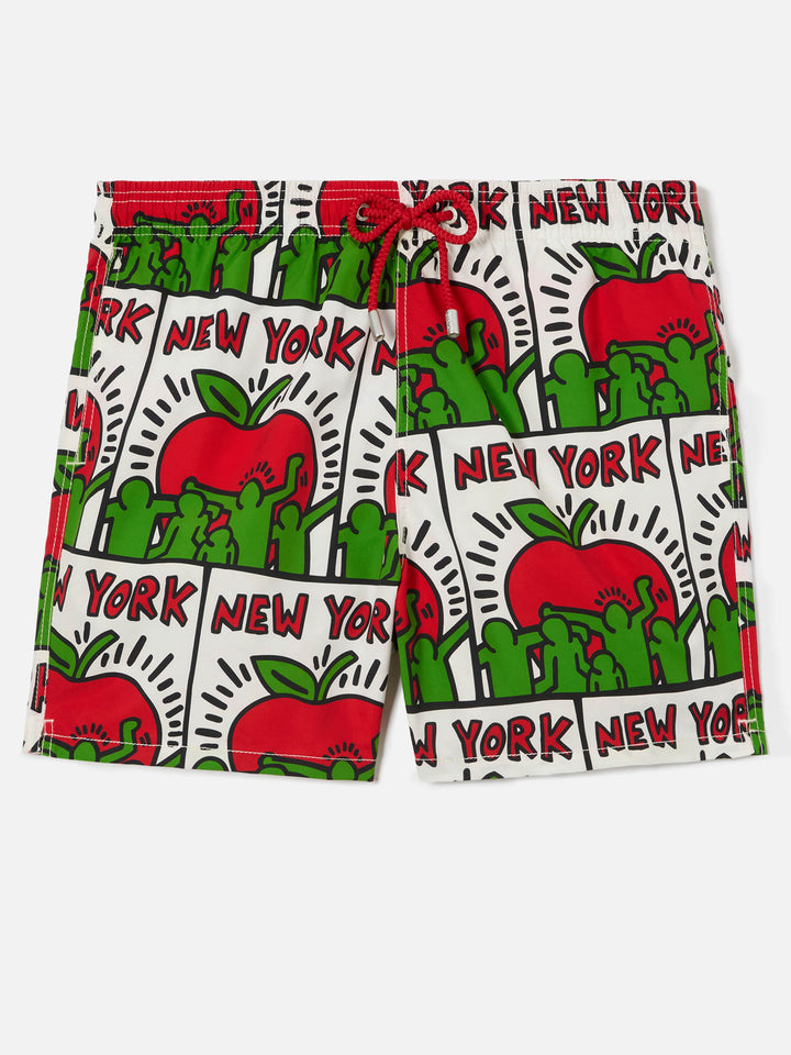 Gustavia white Keith Haring NY placed print swim shorts | Special Edition