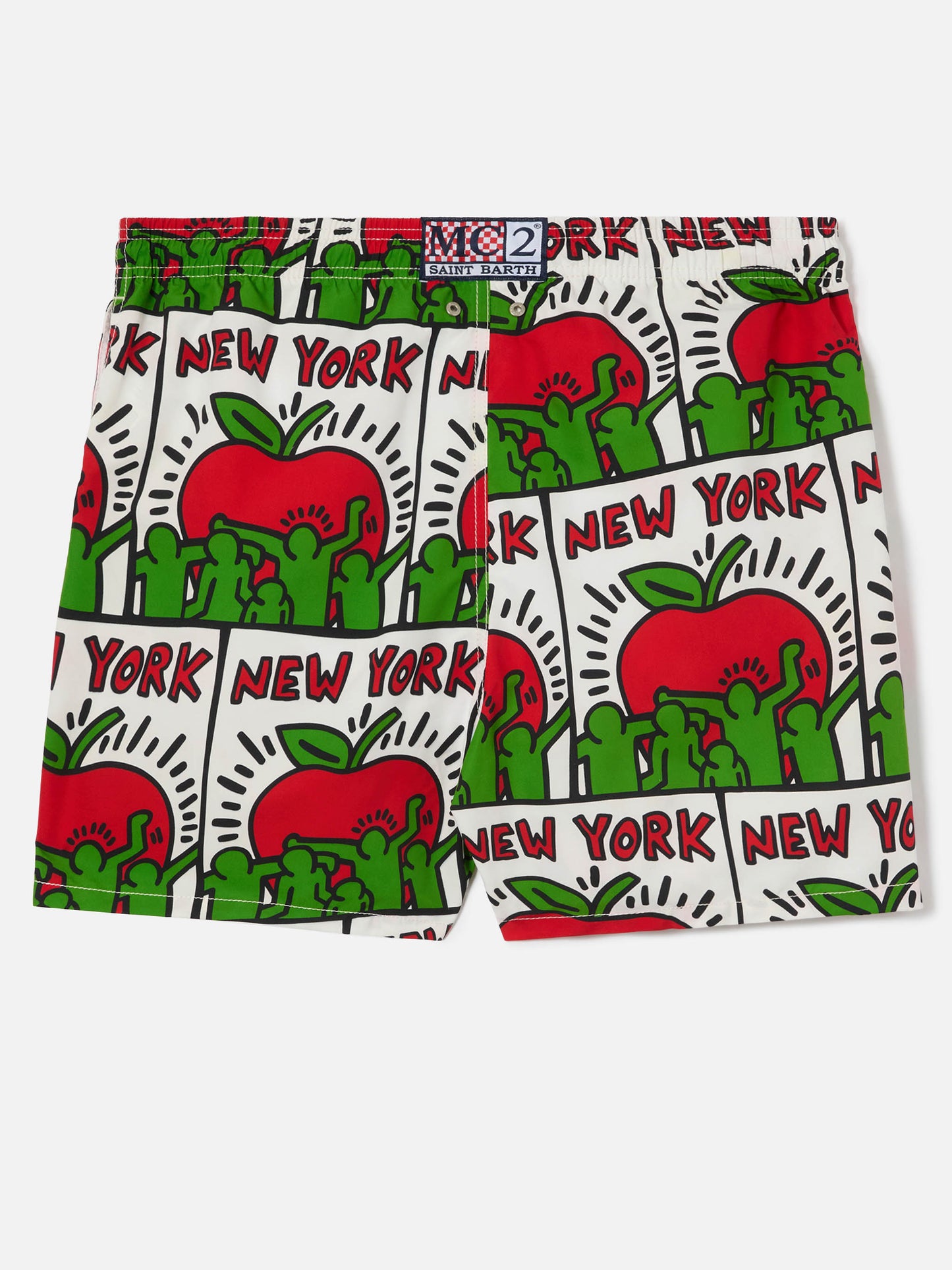 Mittellange Gustavia-Badeshorts für Herren mit platziertem Keith-Haring-Design| KEITH HARING SONDERAUSGABE