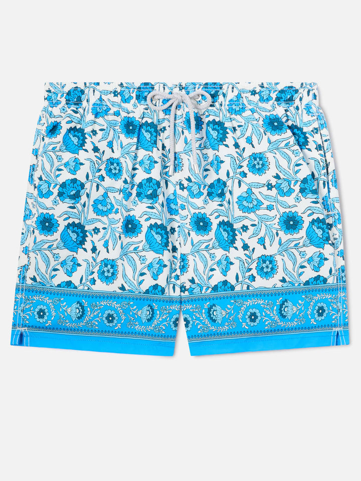 Bañador Gustavia con estampado floral batik azul 