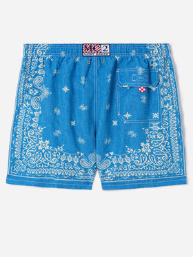 Gustavia blue swim shorts with bandana print