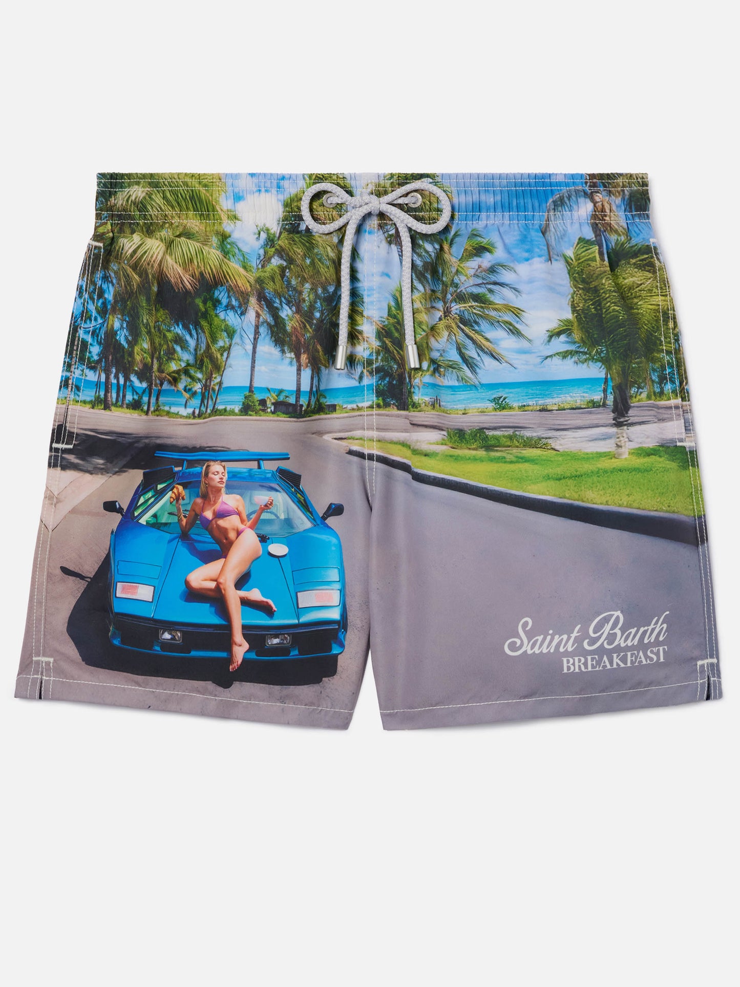 Gustavia swim shorts with St. Barth breakfast print | Special Edition