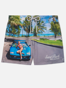 Gustavia swim shorts with St. Barth breakfast print | Special Edition