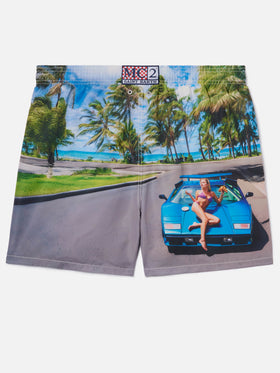 Gustavia swim shorts with St. Barth breakfast print | Special Edition