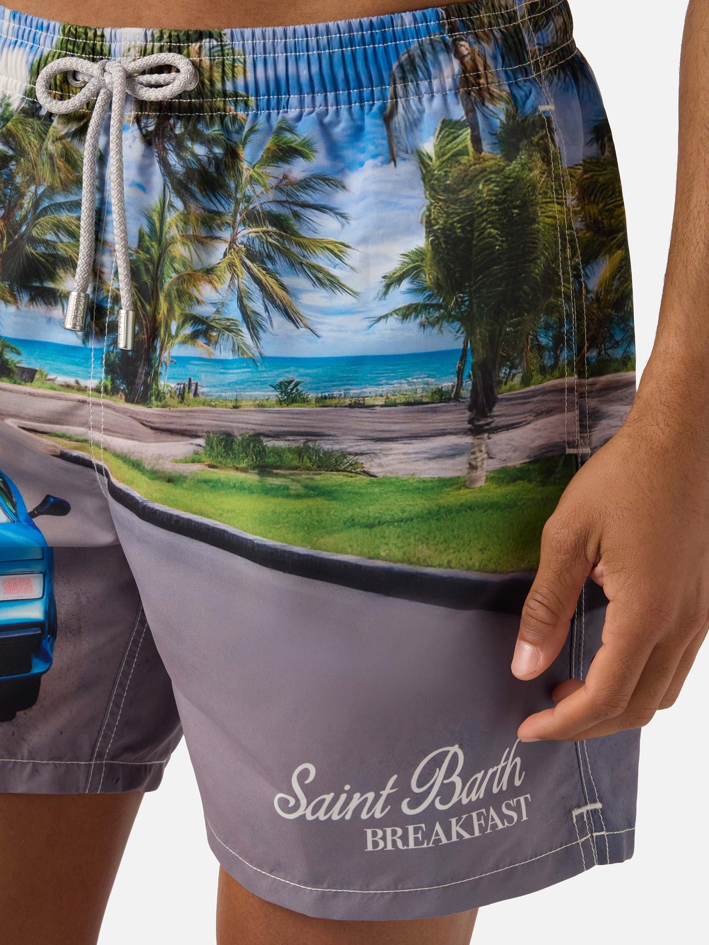 Gustavia swim shorts with St. Barth breakfast print | Special Edition