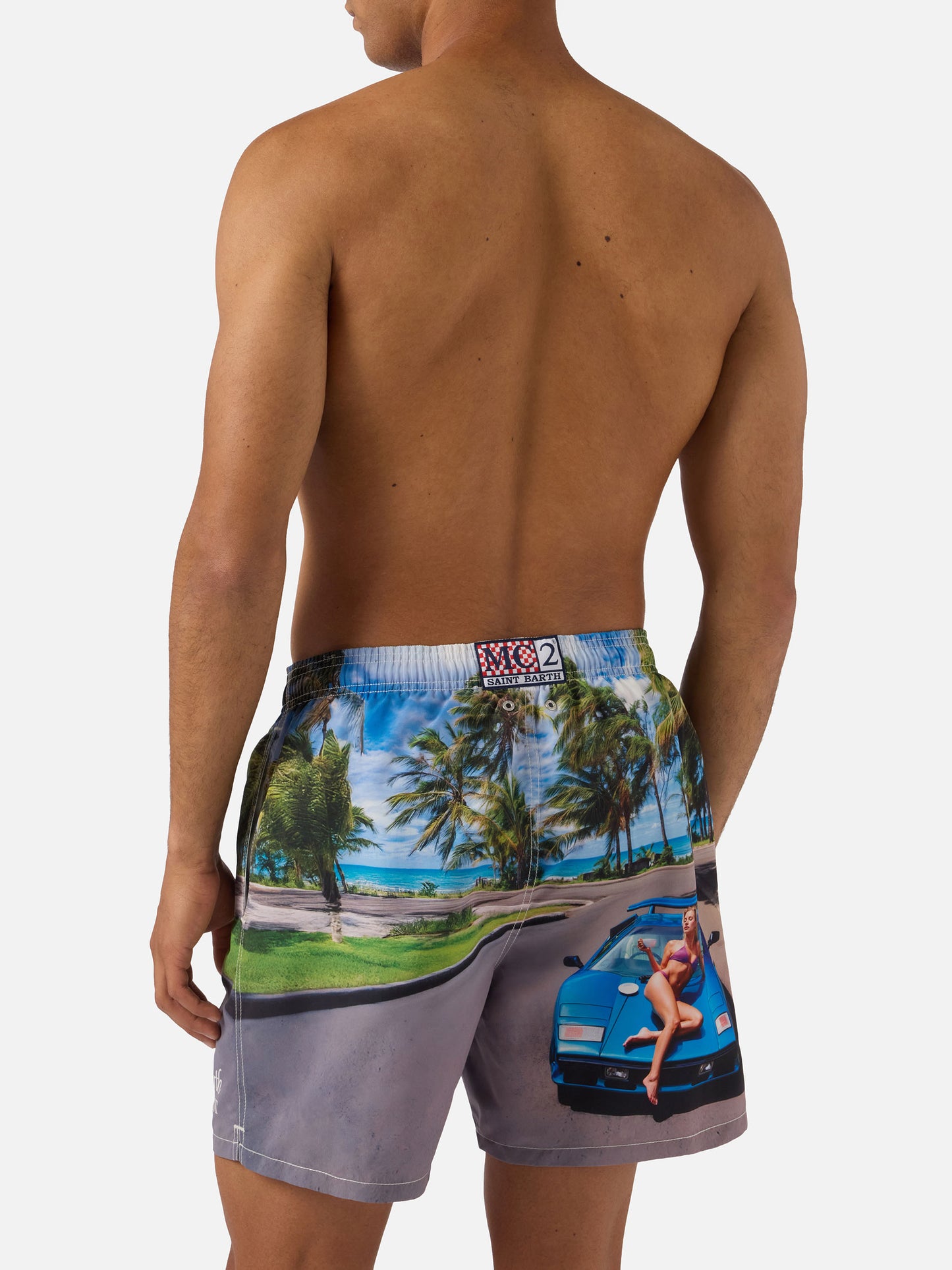 Gustavia swim shorts with St. Barth breakfast print | Special Edition