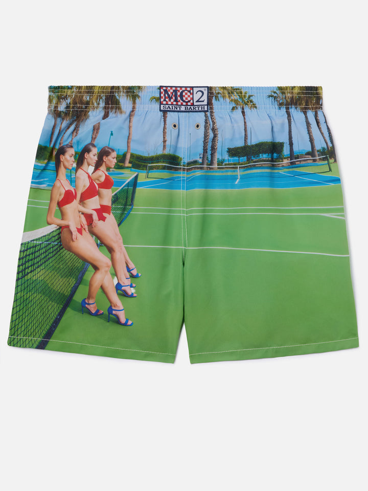 Costume mare Gustavia con stampa St. Barth Tennis | Special Edition