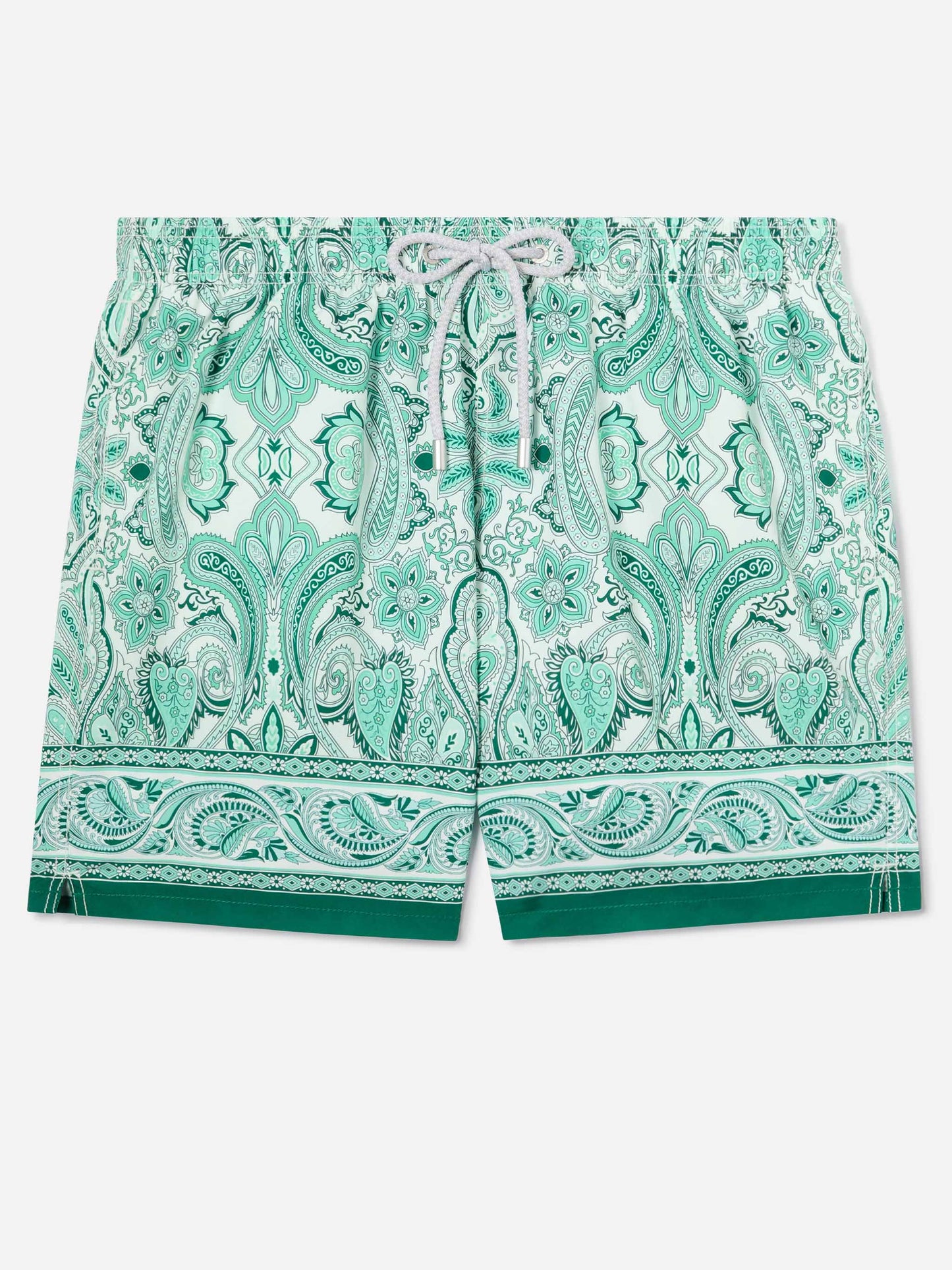 Gustavia swim shorts with green paisley print