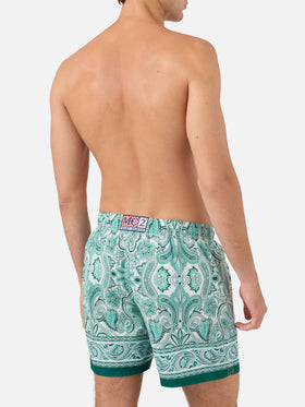 Gustavia swim shorts with green paisley print