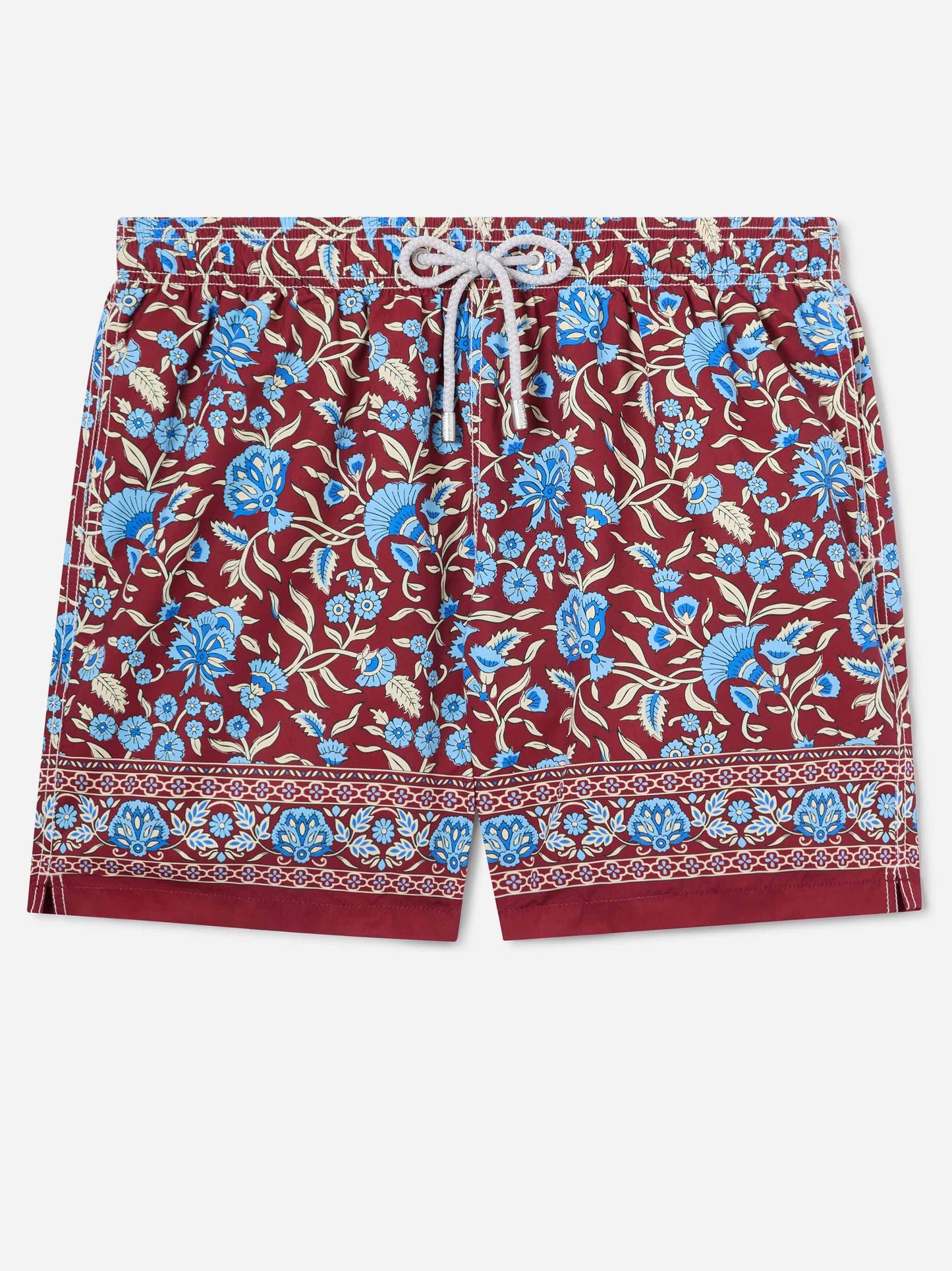 Gustavia burgundy swim shorts with floral print