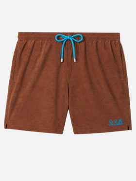 Gustavia terry swim shorts in brown