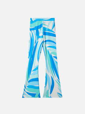 Pantaloni flare Gwenda Jr con stampa palme