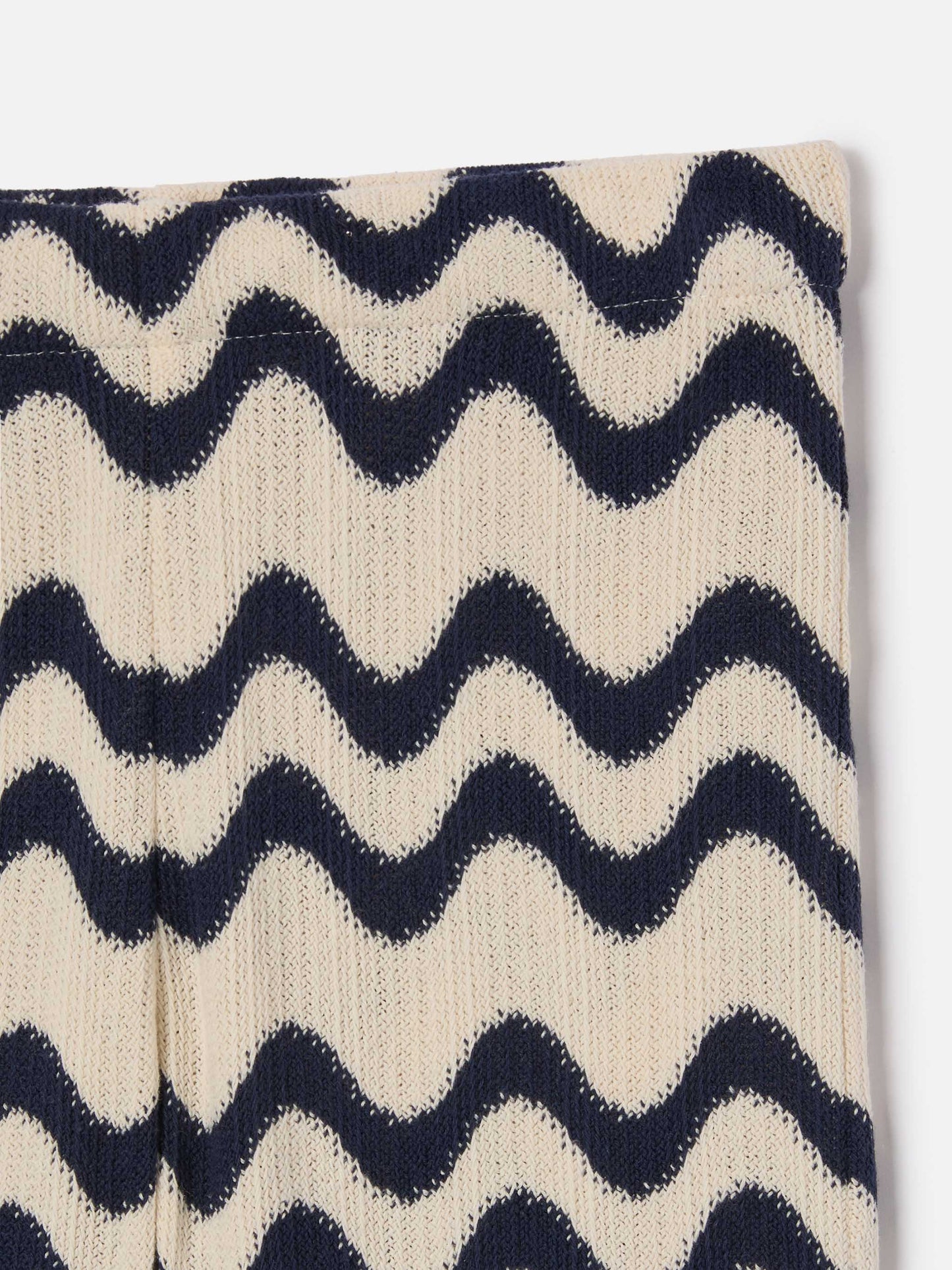 Gwenda Jr raschel knit pants with blue and ivory wave pattern