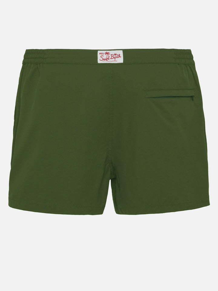 Harrys military green fitted cut swim shorts