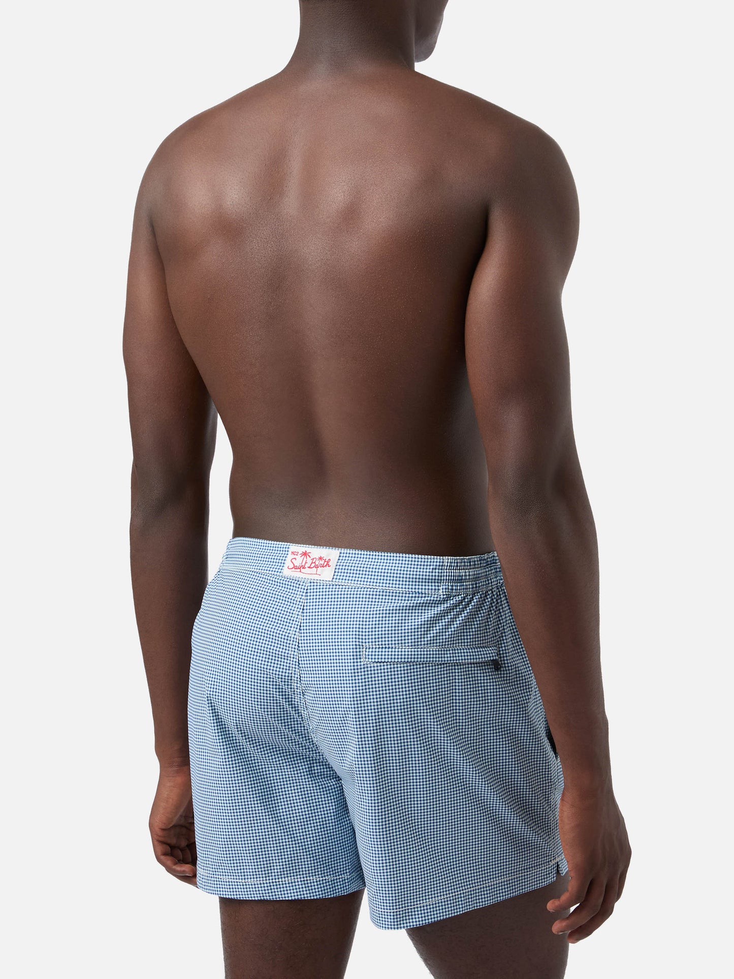 Harrys fitted cut swim shorts with gingham print