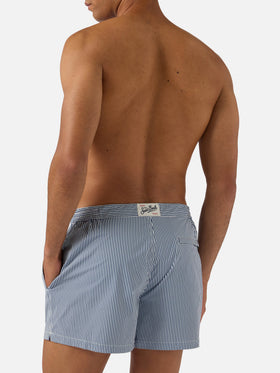 Harrys striped swim shorts in blue and white