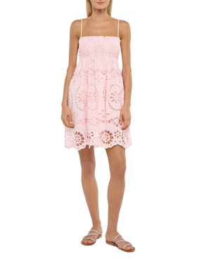 Hawa Sangallo lace dress with smocked embroidered bodice - MC2 Saint Barth