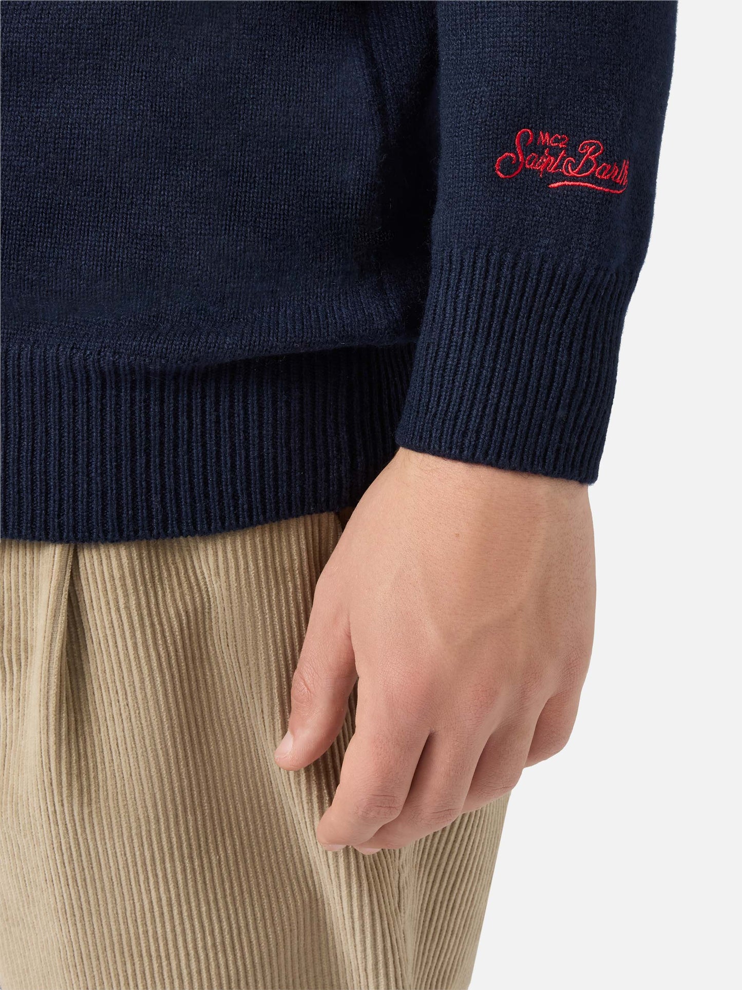 Blue sweater Heron with Sbagliato embroidery